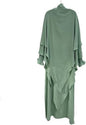 Women Prayer Dress Muslim Ramadan Garment Abaya Dubai Islam Jilbeb 2 Piece Set Layered Khimar Scarf Hijab and Long Dress