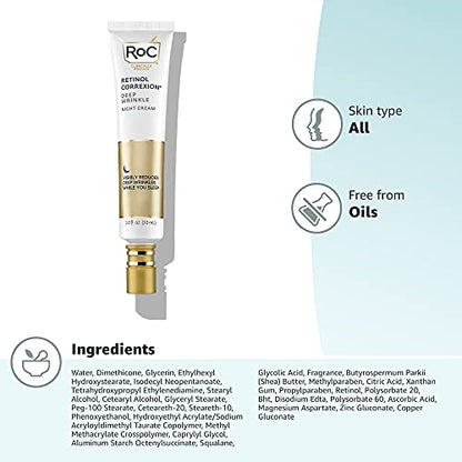 RoC Retinol Correxion Under Eye Cream for Dark Circles & Puffiness, Daily Wrinkle Cream, Anti Aging Skin Care Treatment Women and Men, 1 oz (Packaging May Vary)