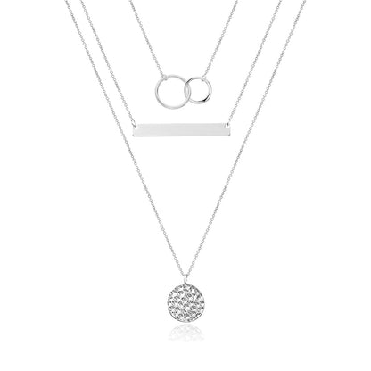 Turandoss Dainty Layered Choker Necklace, Handmade Y Pendant Necklace Multilayer Bar Disc Necklace Adjustable Layering Choker Necklaces for Women