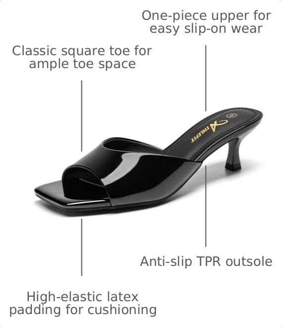 Athlefit Women's Kitten Heels Open Square Toe Heeled Sandals Slip On Comfortable Casual Clear Low Heels for Prom Si/ze 8Athlefit Women's Kitten Heels Open Square Toe Heeled Sandals Slip On Comfortable C…