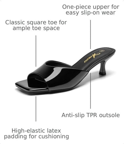 Athlefit Women's Kitten Heels Open Square Toe Heeled Sandals Slip On Comfortable Casual Clear Low Heels for Prom Si/ze 8Athlefit Women's Kitten Heels Open Square Toe Heeled Sandals Slip On Comfortable C…