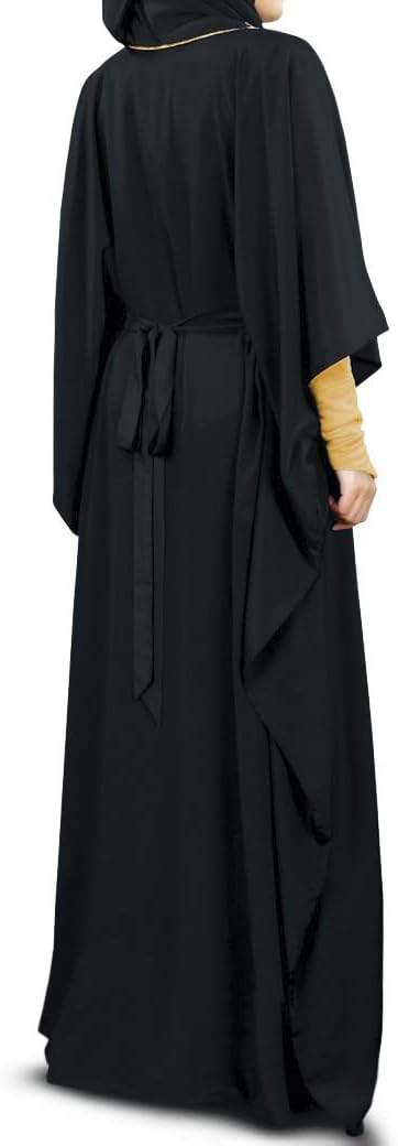 MyBatua Free Size Womens Kaftan Gold Embroidered Fancy Abaya Evening Gown Muslim Maxi Dress KF-003