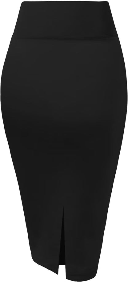 Hybrid & Company Women's Techno/Scuba Stretchy Office Pencil Skirt Made in USA