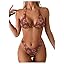 MakeMeChic Women's Polka Dots Triangle Thong Bikini Sets Floral Cute Bathing Suit Swimsuits