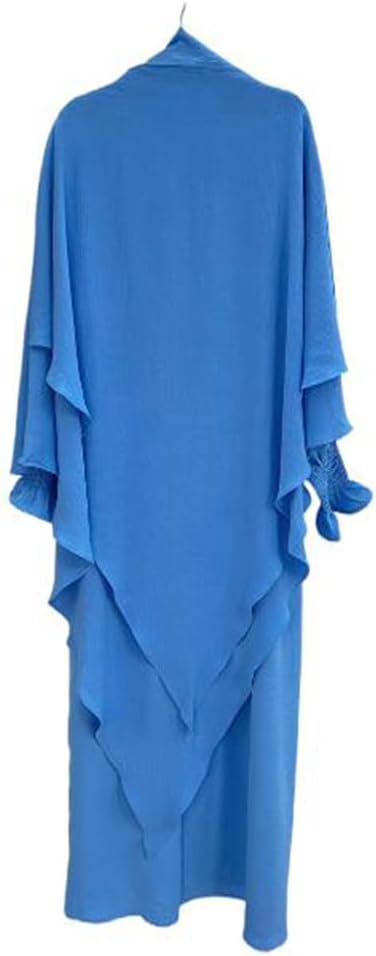 Women Prayer Dress Muslim Ramadan Garment Abaya Dubai Islam Jilbeb 2 Piece Set Layered Khimar Scarf Hijab and Long Dress