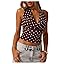 MakeMeChic Women's Polka Dots Halter Top Y2k Going Out Tops Backless Deep V Cowl Neck Tops