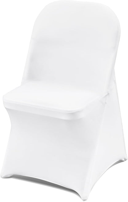VEVOR 100 Pcs White Chair Covers Polyester Spandex Chair Cover Stretch Slipcovers for Wedding Party Dining Banquet Flat-Front Chair Covers