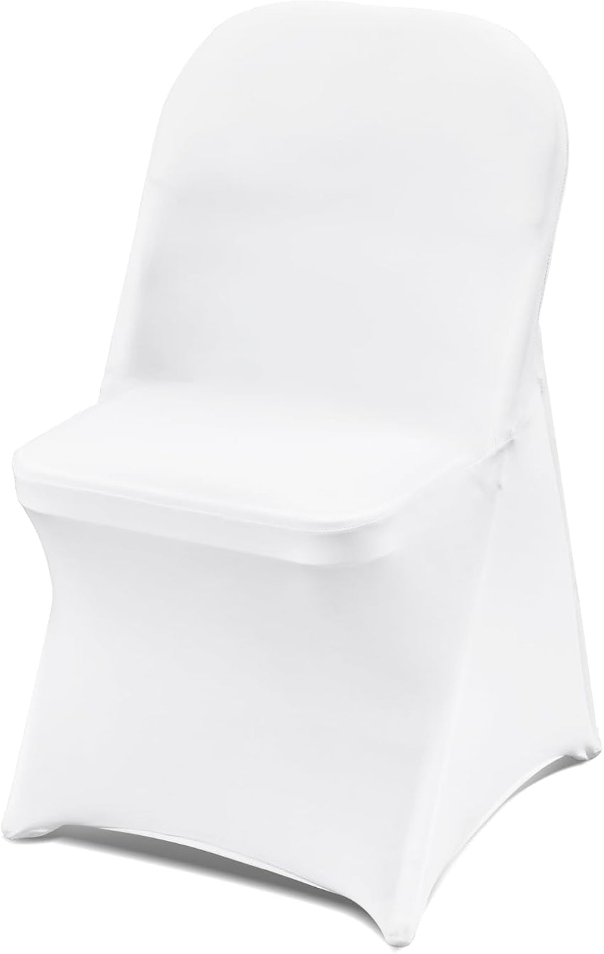VEVOR 100 Pcs White Chair Covers Polyester Spandex Chair Cover Stretch Slipcovers for Wedding Party Dining Banquet Flat-Front Chair Covers