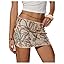 MAKEMECHIC Women's Floral Sequin Sparkly Mini Skirt Low Waist Bodycon Party Short Skirts