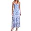 Auraxe Bodycon Floral Wedding Guest Dress Tiered Mesh Backless Semi Formal Long Maxi Dresses for Women Summer