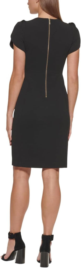 Calvin Klein Womens Tulip Short Sleeve Scuba Crepe Mini Dress