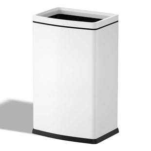 6.6 Gallon/25L Stainless Steel Square Trash Can, Large Capacity Kitchen Garbage Can, Business Trash Bin, Tall, Elegant, White Waste Basket, for Home, Office, Hotel (25LWhite)