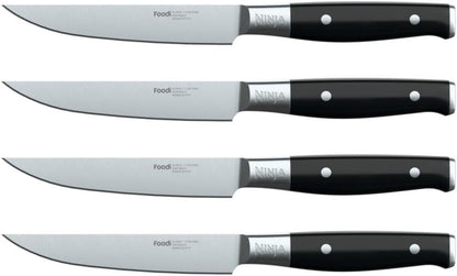 Ninja K32004 Foodi NeverDull System 4-Piece Steak Knife Set, Premium, German Stainless Steel, Black