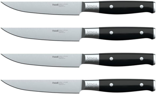 Ninja K32004 Foodi NeverDull System 4-Piece Steak Knife Set, Premium, German Stainless Steel, Black