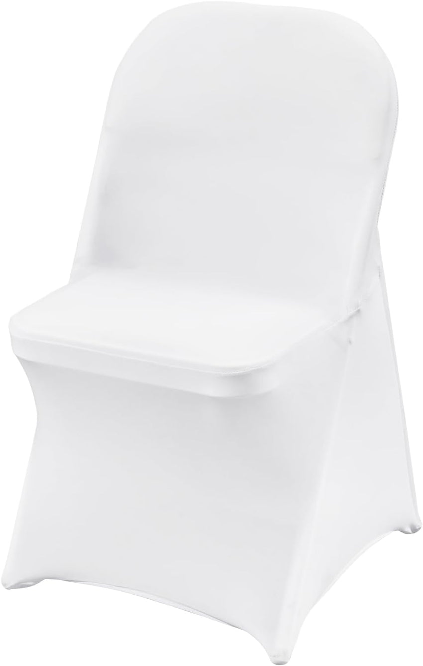 VEVOR 100 Pcs White Chair Covers Polyester Spandex Chair Cover Stretch Slipcovers for Wedding Party Dining Banquet Flat-Front Chair Covers