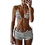 MakeMeChic Women's Polka Dots Triangle Bikini Sets Swim Shorts Y2K Leopard Bathing Suit Swimsuit