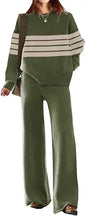 ETCYY NEW Womens Elegant Lounge Sets Knitted Sweatsuit Sets 2 Piece Outfits with Sweater Tops and Wide Leg Sweatpants