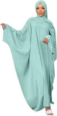 Muslim Dress for Women Pakistani Kaftan Abaya Robe + Hijab Arabic Islamic Prayer Clothes Dubai Outfits