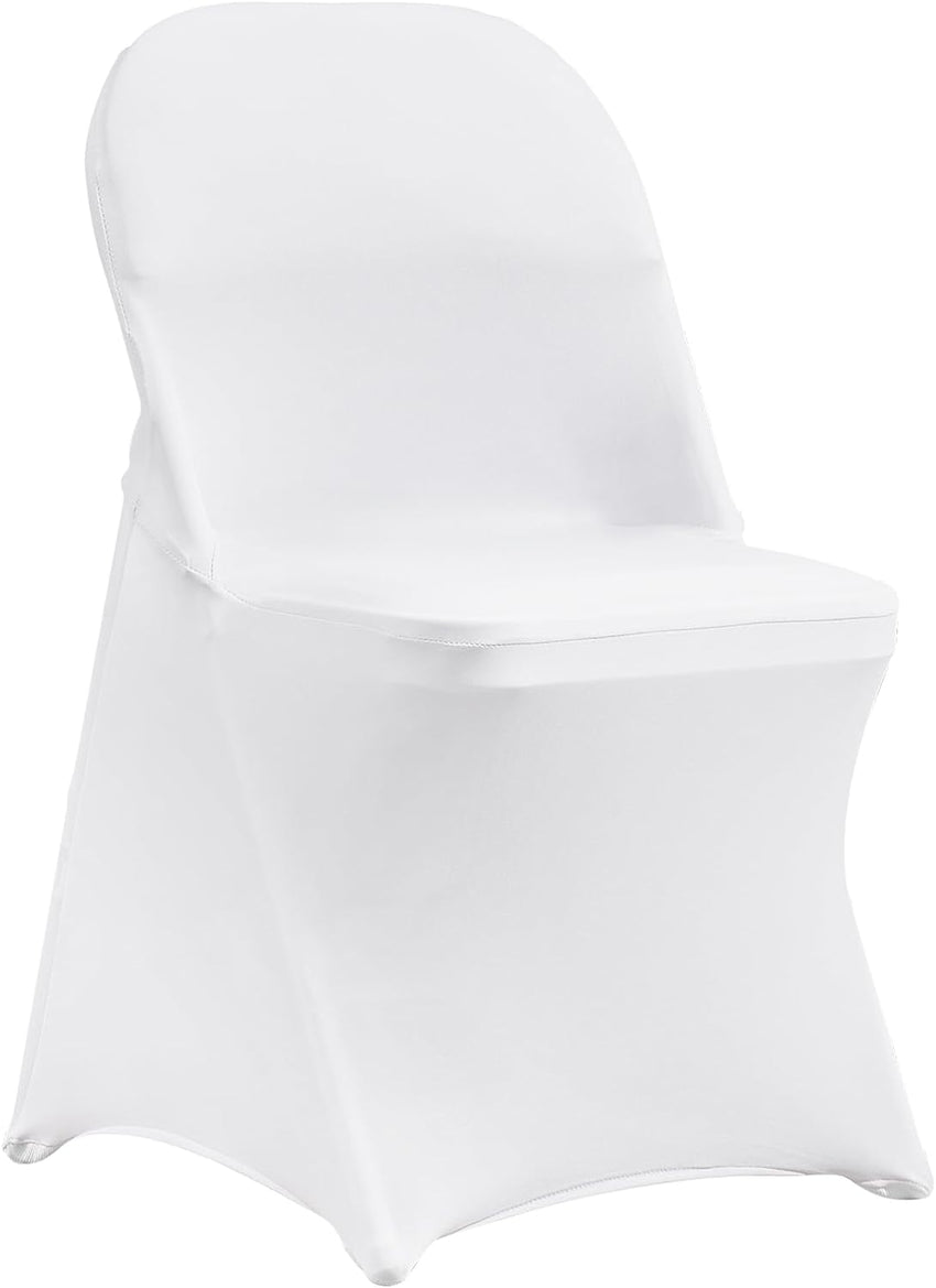 VEVOR 100 Pcs White Chair Covers Polyester Spandex Chair Cover Stretch Slipcovers for Wedding Party Dining Banquet Flat-Front Chair Covers