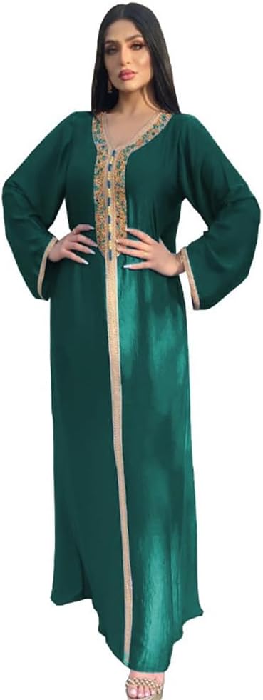 PolyJolly Embroidery Abaya Dress for Women Dubai Sadui Bead Moroccan Kaftan Fancy Eid Collection