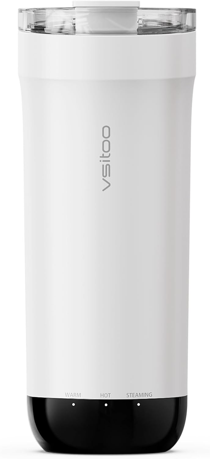 VSITOO S5 heated travel mug,16oz, Auto-Sensing AI Heats Drinks To 120-150°F Hands-Free. Temperature Control for All Cars, Perfect for Home/Office/Travel/Outdoor, Ideal Gift for Coffee Lovers - Red