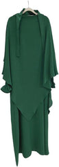 Women Prayer Dress Muslim Ramadan Garment Abaya Dubai Islam Jilbeb 2 Piece Set Layered Khimar Scarf Hijab and Long Dress