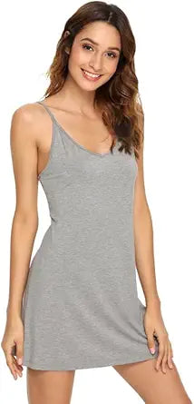 WiWi Slip Dress for Women Viscose from Bamboo Spaghetti Strap Lingerie Sexy Nightgowns Plus Size Sleep Chemise S-4X