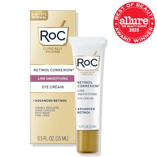 RoC Retinol Correxion Under Eye Cream for Dark Circles & Puffiness, Daily Wrinkle Cream, Anti Aging Skin Care Treatment Women and Men, 1 oz (Packaging May Vary)