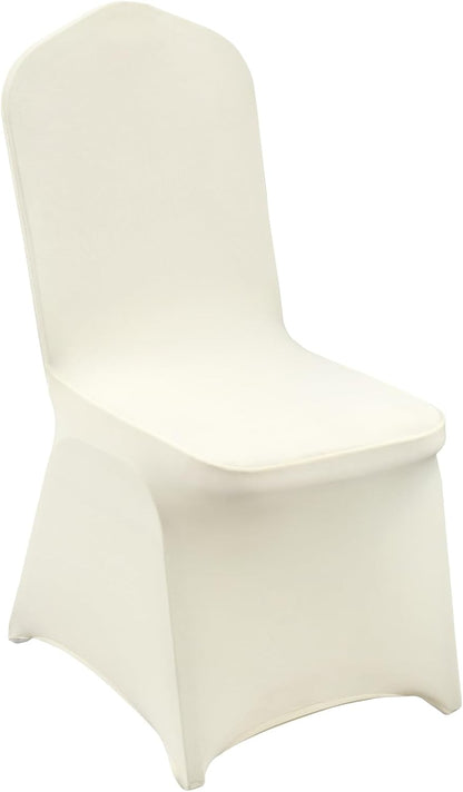VEVOR 100 Pcs White Chair Covers Polyester Spandex Chair Cover Stretch Slipcovers for Wedding Party Dining Banquet Flat-Front Chair Covers