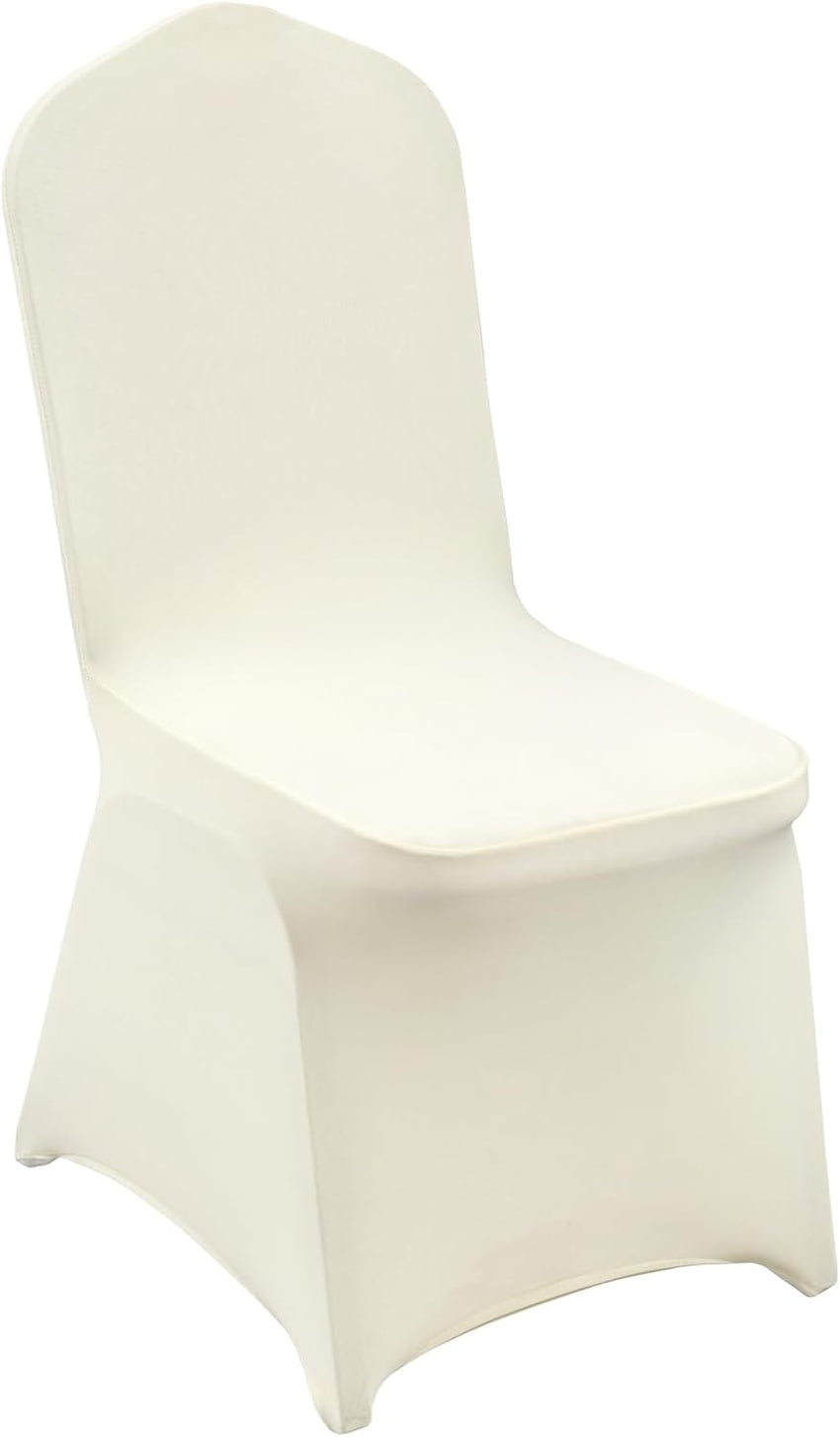 VEVOR 100 Pcs White Chair Covers Polyester Spandex Chair Cover Stretch Slipcovers for Wedding Party Dining Banquet Flat-Front Chair Covers