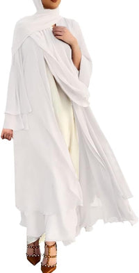 Abayas for Women Muslim Dubai Dress Solid Loose Fit Long Cardigan Islamic Kaftan Robe Open Front Maxi Length