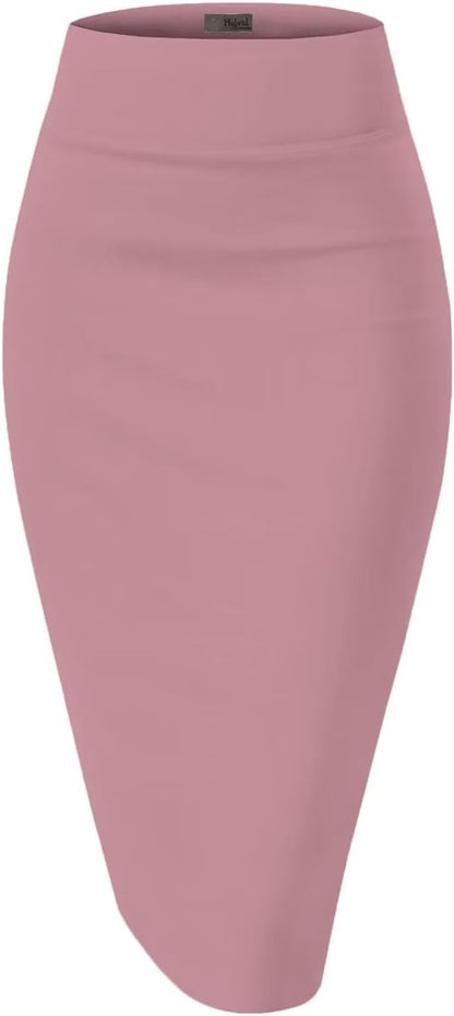 Hybrid & Company Women's Techno/Scuba Stretchy Office Pencil Skirt Made in USA