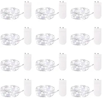 Brightown 12 Pack LED Fairy Lights Battery Operated String Lights - 7ft 20LED Waterproof Silver Wire Firefly Starry Moon Lights for DIY Crafts Wedding Table Centerpieces Party Bedroom Christmas