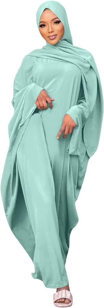 Muslim Dress for Women Pakistani Kaftan Abaya Robe + Hijab Arabic Islamic Prayer Clothes Dubai Outfits