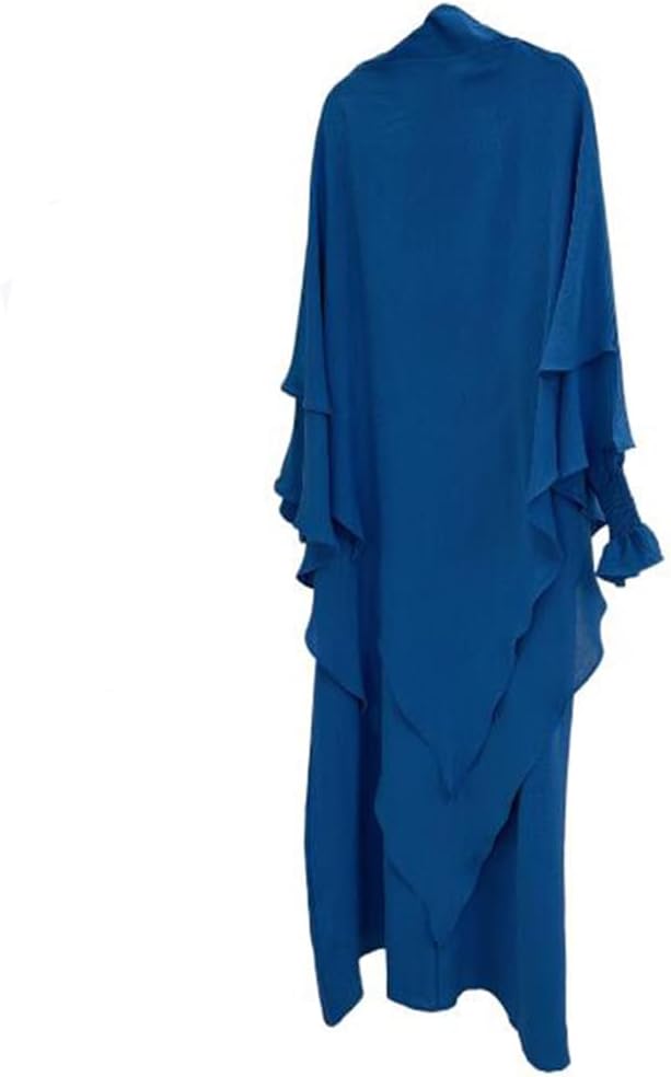 Women Prayer Dress Muslim Ramadan Garment Abaya Dubai Islam Jilbeb 2 Piece Set Layered Khimar Scarf Hijab and Long Dress