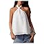 MAKEMECHIC Women's Tie Back Halter Tops Mesh Swiss Dots Knot Backless Sleeveless Tank