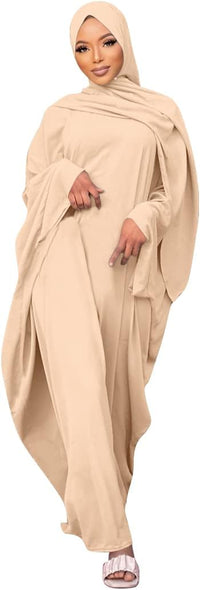 Muslim Dress for Women Pakistani Kaftan Abaya Robe + Hijab Arabic Islamic Prayer Clothes Dubai Outfits