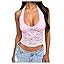 MakeMeChic Women's Lace Halter Top Deep V Backless Festival Going Out Tank Tops