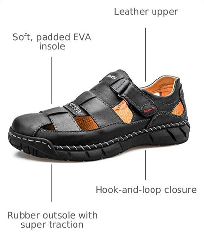 Honeystore Men's Closed-toe Hollow Sandals Plus Size Leather Shoes Casual Brown 12 D(M) US MenHoneystore Men's Closed-toe Hollow Sandals Plus Size Leather Shoes Casual Brown 12 D(…