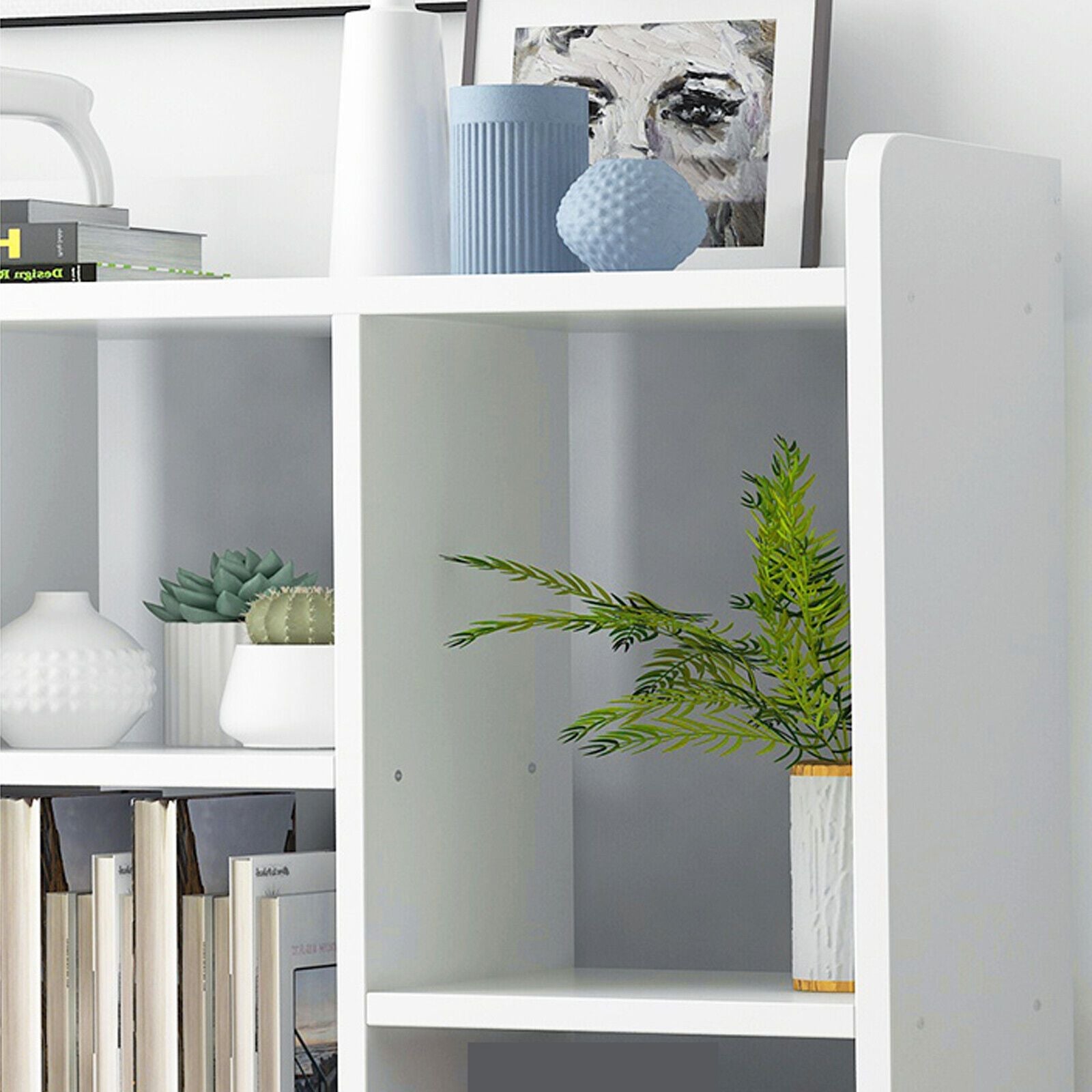 46" Tall Adjustable 4 - Shelf Wood Bookcase Storage Shelving Book Wide Bookshelf - 7DAY'S