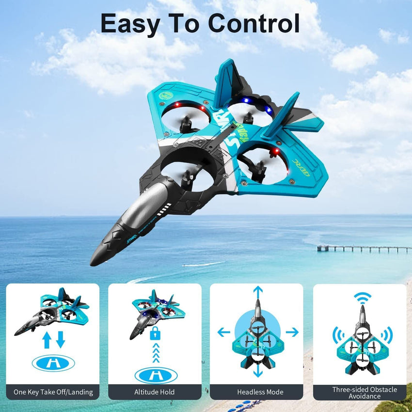 4DRC V17 Remote Control Plane RC Airplanes 2.4GHz 6CH EPP RC Plane 4 Motor RC Aircraft Toys for Adult Kids with Function Gravity Sensing Stunt Roll Cool Light RC Planes Airplanes - 7DAY'S