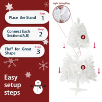 4ft White Artificial Christmas Tree Prelit With Stand ,100 Warm White Led Lights, Realistic 241 Branch Tips PVC White Norwood Spruce Tree Easy Assembly For Indoor, Home - 7DAY'S