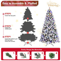 4ft White Artificial Christmas Tree Prelit With Stand ,100 Warm White Led Lights, Realistic 241 Branch Tips PVC White Norwood Spruce Tree Easy Assembly For Indoor, Home - 7DAY'S