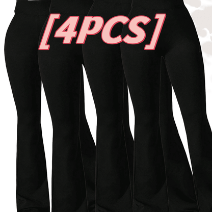 4pcs High - Waisted Flare Sharkskin Leggings – Slim Fit, Lightweight & Sculpting Yoga Pants - 7DAY'S