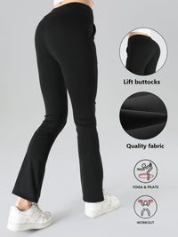 4pcs High - Waisted Flare Sharkskin Leggings – Slim Fit, Lightweight & Sculpting Yoga Pants - 7DAY'S