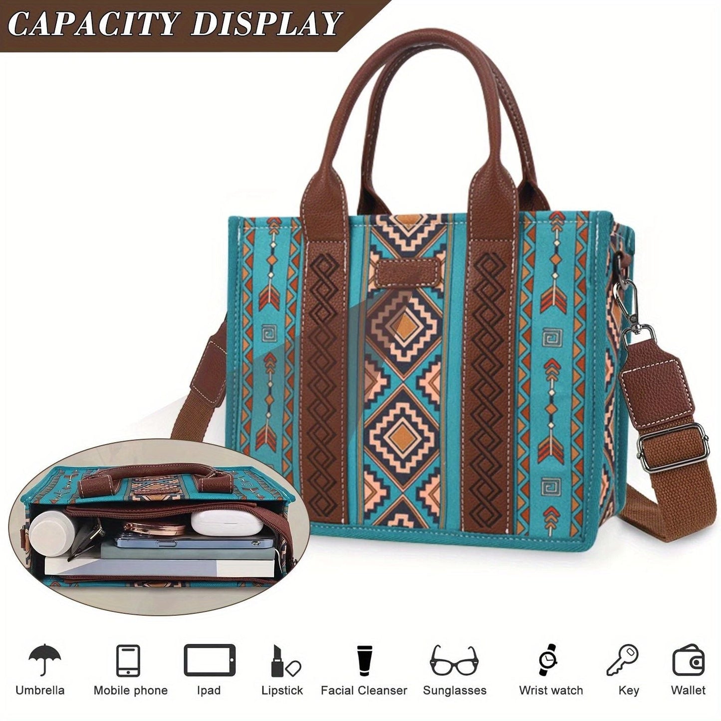 4Pcs women's purse Tote, retro work satchel lightweight, Boho chic tote everyday green - 7DAY'S
