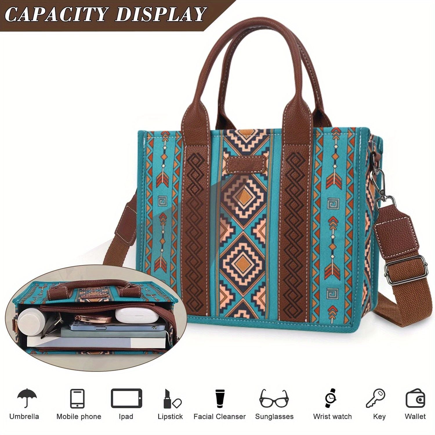 4Pcs women's purse Tote, retro work satchel lightweight, Boho chic tote everyday green - 7DAY'S