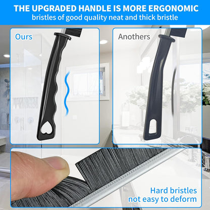4TH Multi - Purpose Hard Bristle Crevice Cleaning Brush - Deep Reach Gap Cleaning Tool for Household Use - Versatile, Durable, Thin Brush to Clean Tight Spaces - 4 Pcs, Black - 7DAY'S