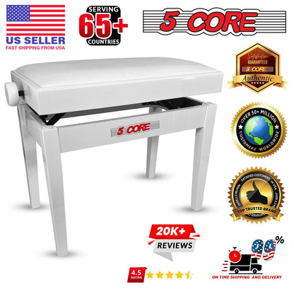 5 Core Adjustable Piano Bench Thick 3.25" Solid Wood Keyboard Stool Heavy Duty Musician Chair - 7DAY'S