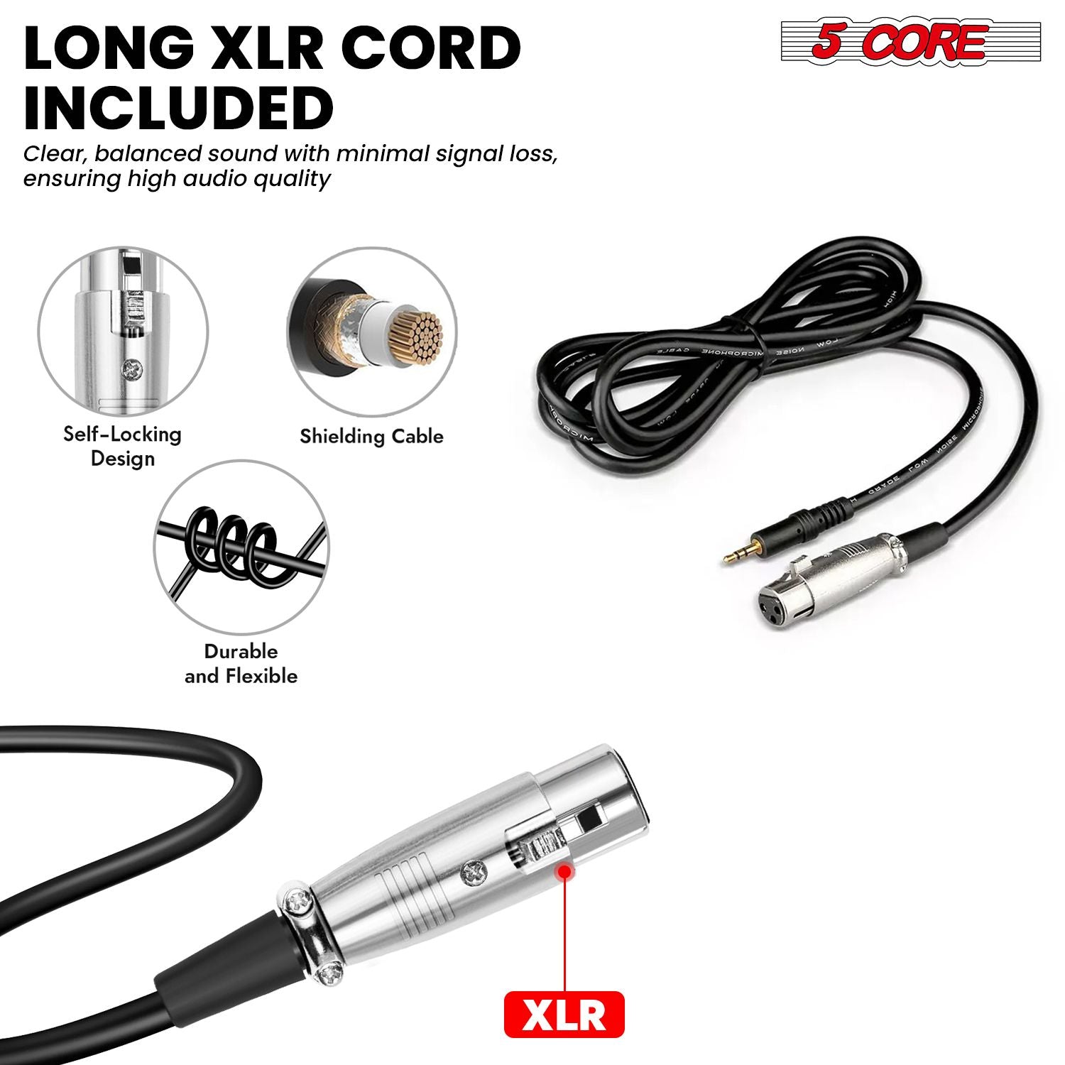 5 Core Boom Mic Professional Shotgun Microphone for Camera XLR Electret Condenser Interview Microfono for Reporter Video, Interview, Vlogging, Broadcast Mic - IM 320 - 7DAY'S